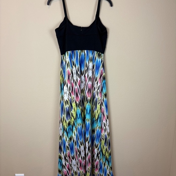 NWT Nicole by Nicole Miller Black Empire Waist with Colorful Print Maxi Dress - Picture 4 of 9